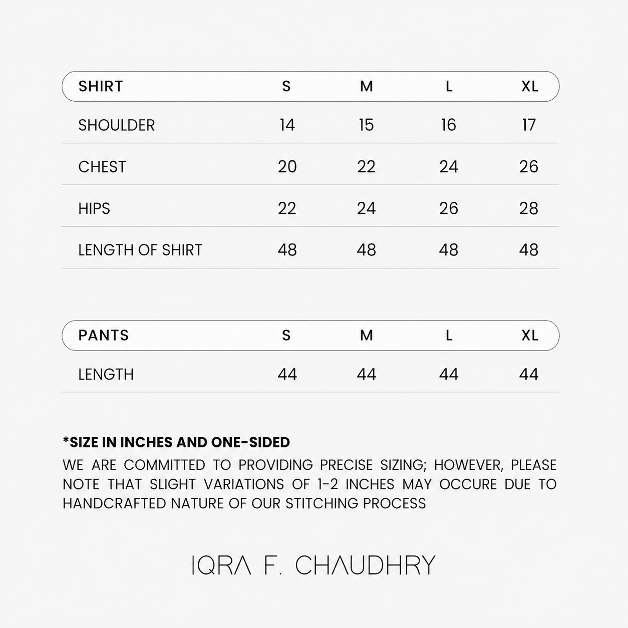 Amae size chart