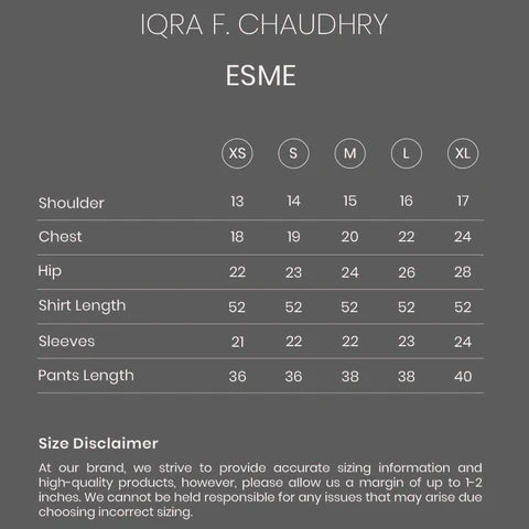 Esme size chart