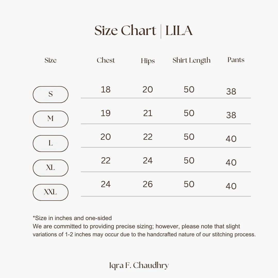 Lila size chart