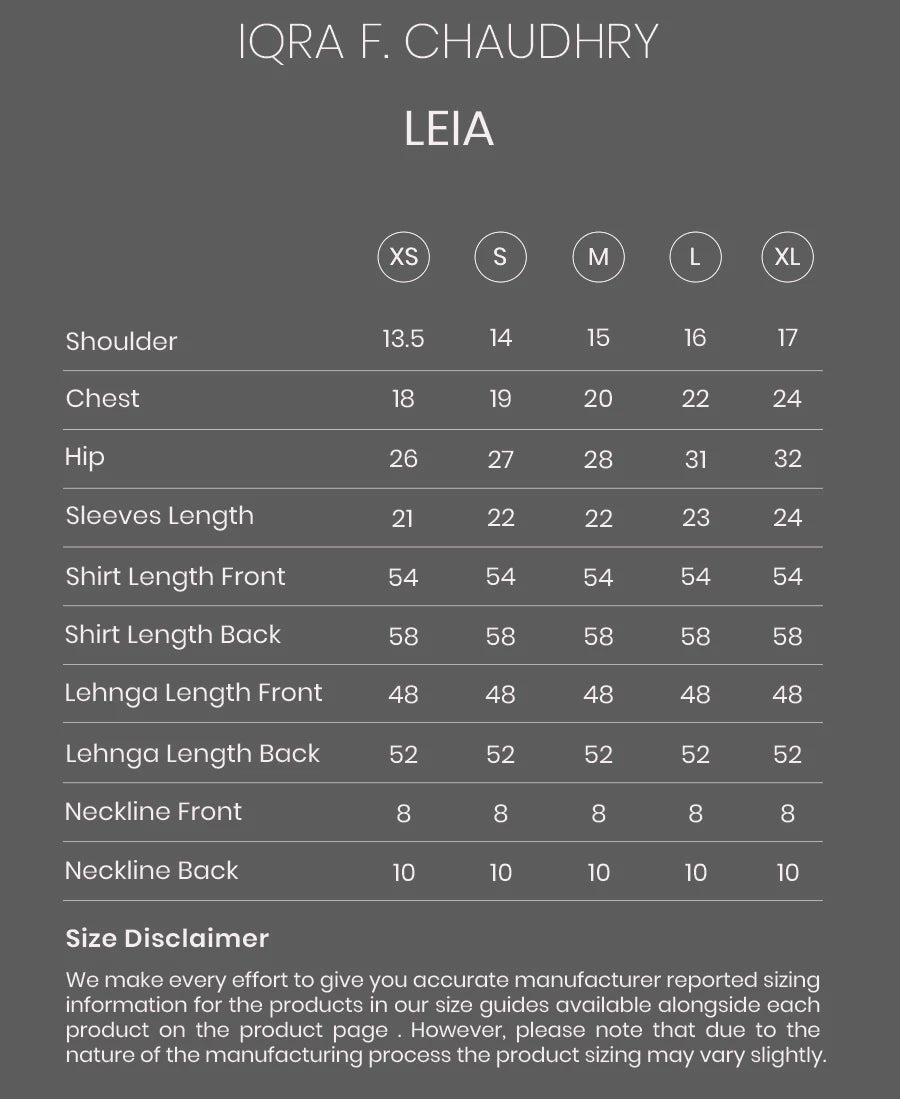 Leia size chart