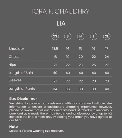 LIA size chart