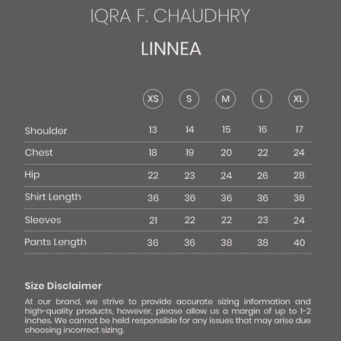 Linnea size chart