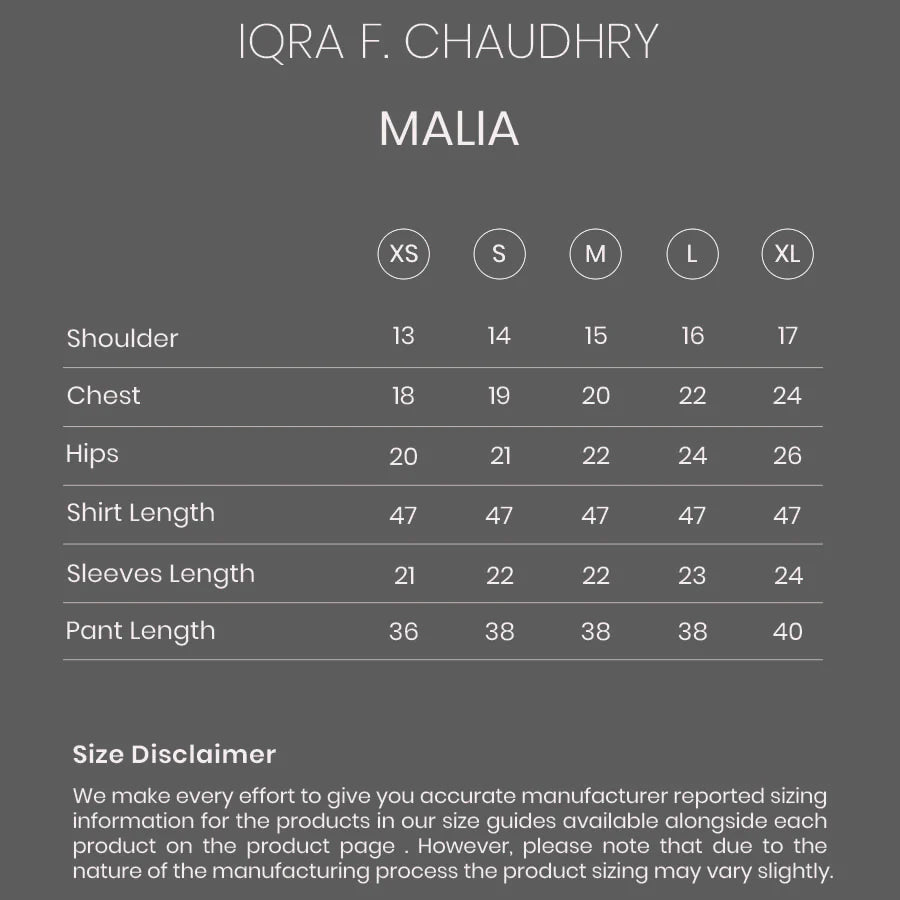 Malia size chart