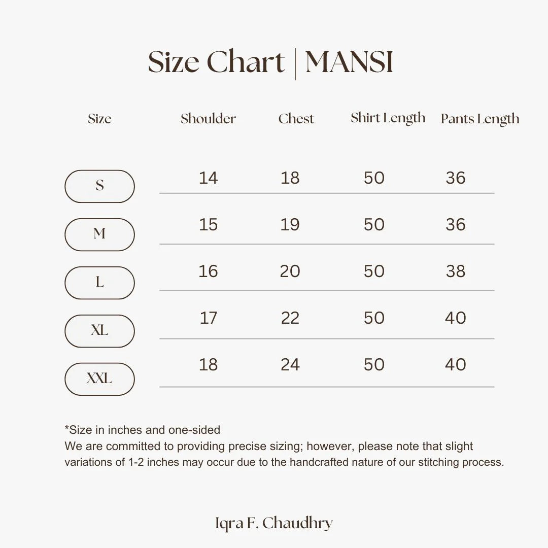 Mansi size chart