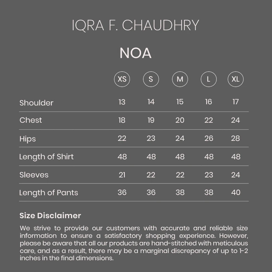 Noa size chart