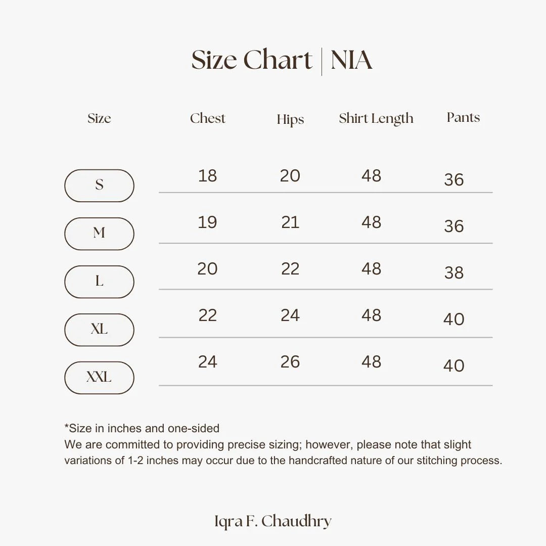 Nia size chart