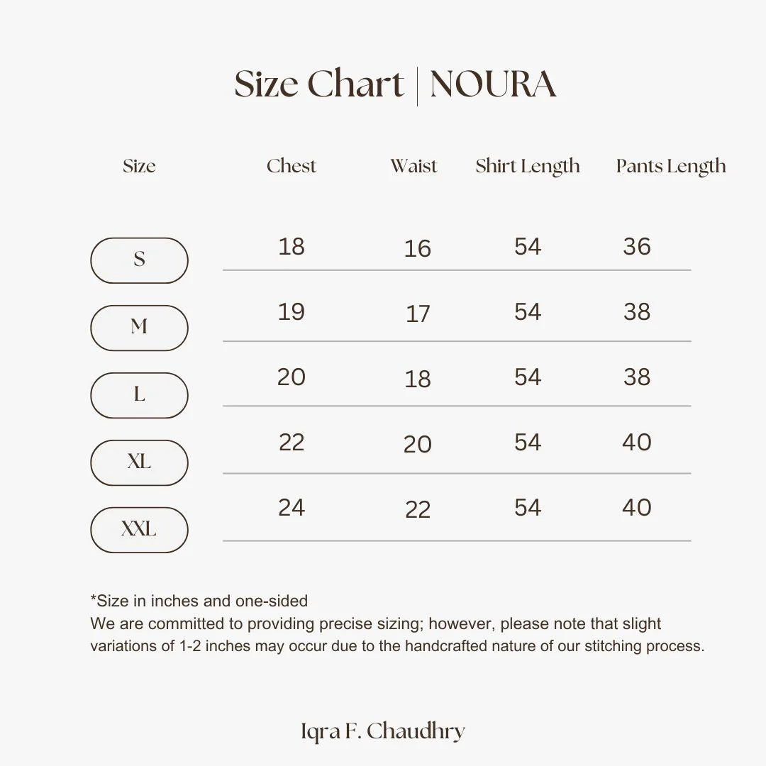 Noura size chart