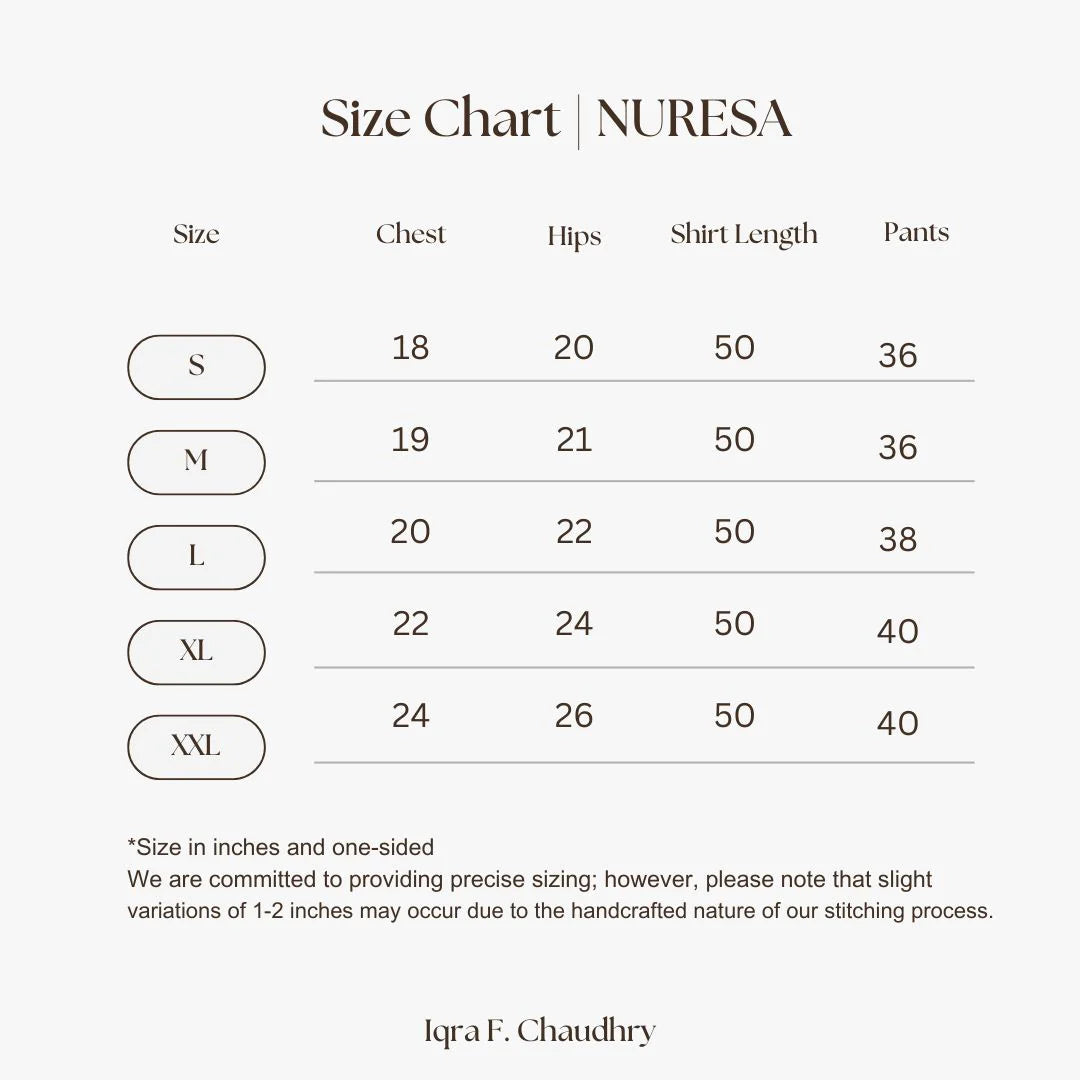 Nuresa size chart