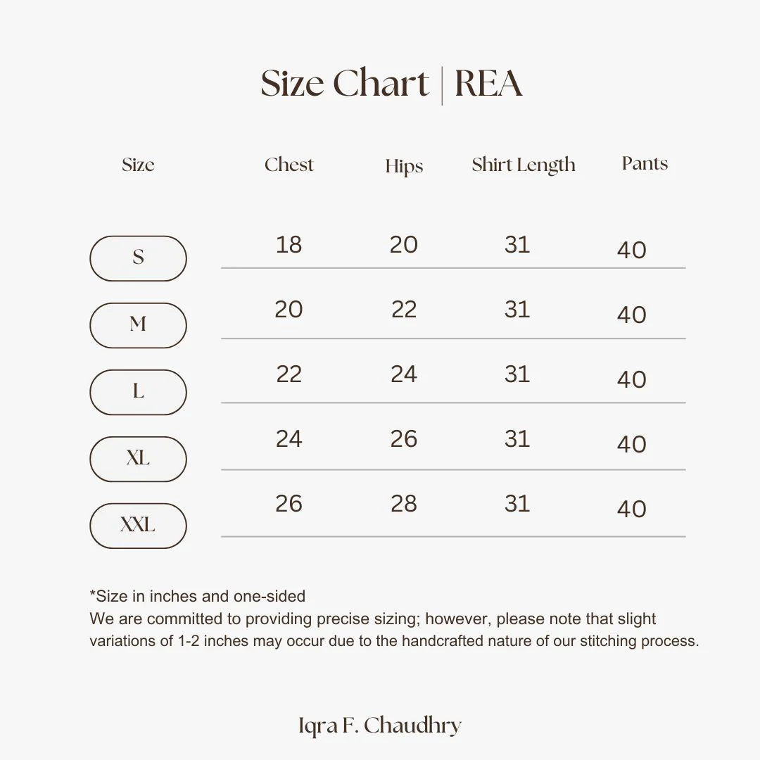 Rea size chart