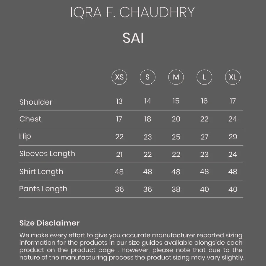 Sai size chart