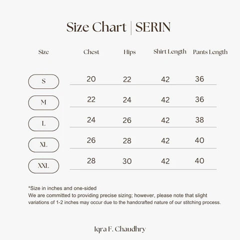 Serin size chart