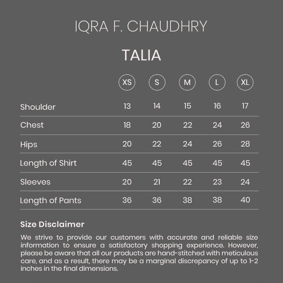 Talia size chart