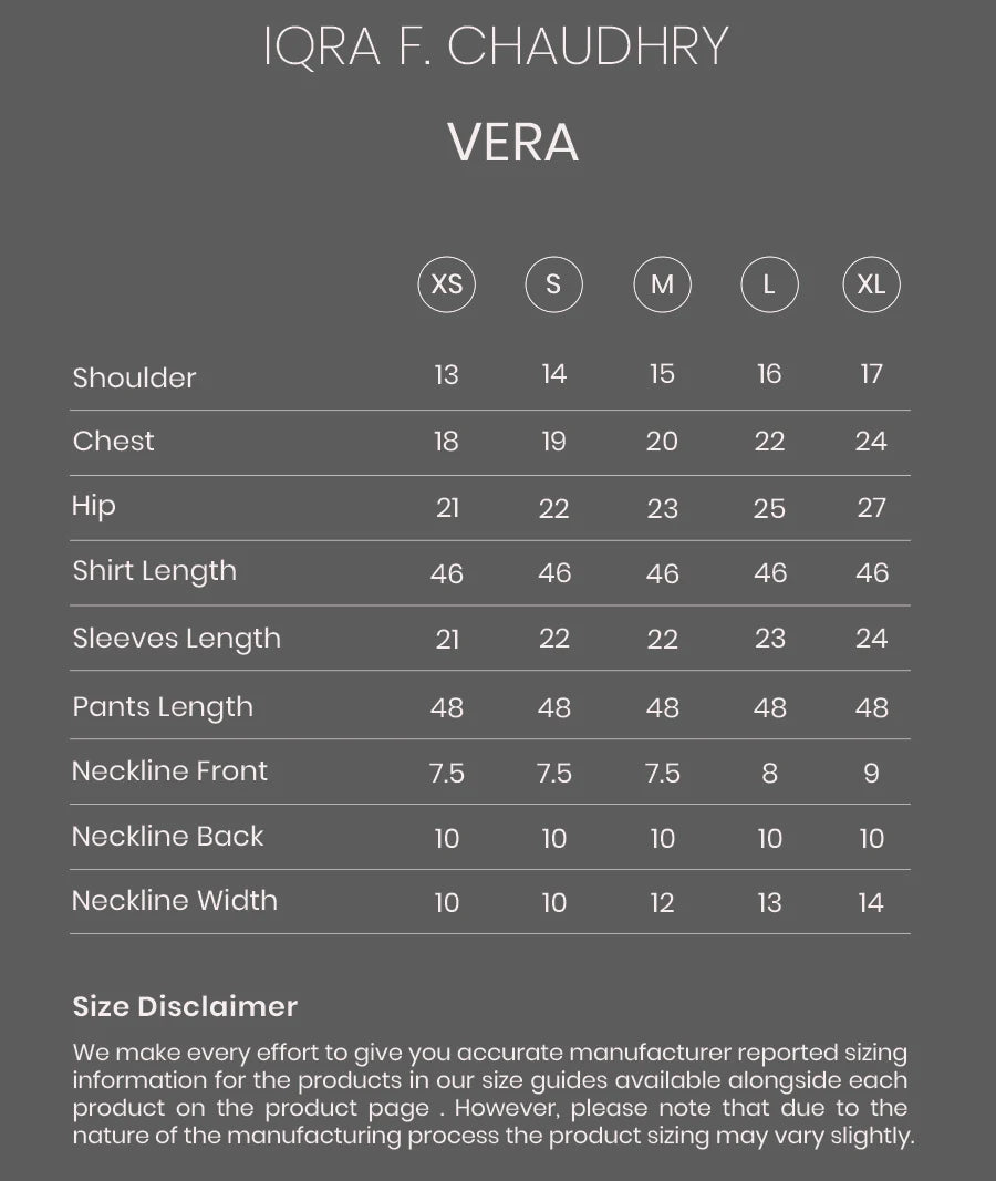 Vera size chart