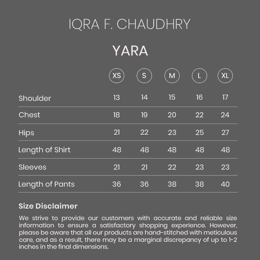 Yara size chart