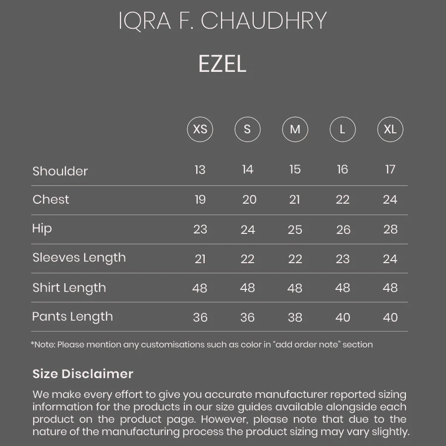 Ezel size chart