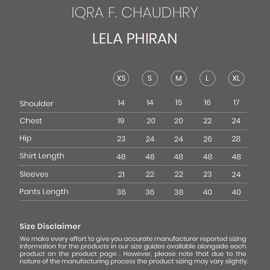 Lela size chart