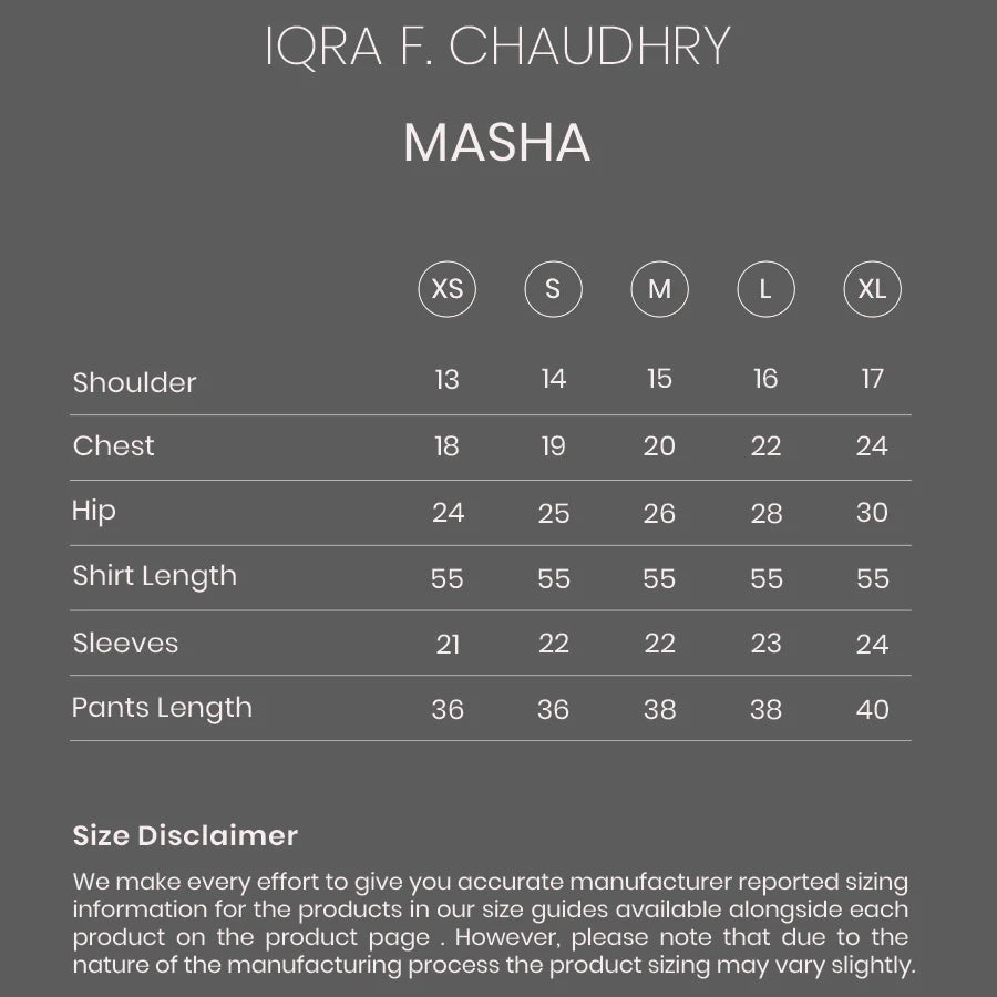 Masha size chart